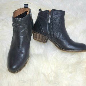 Lucky Brand Basel Leather Flat Bootie Black Sz. 7